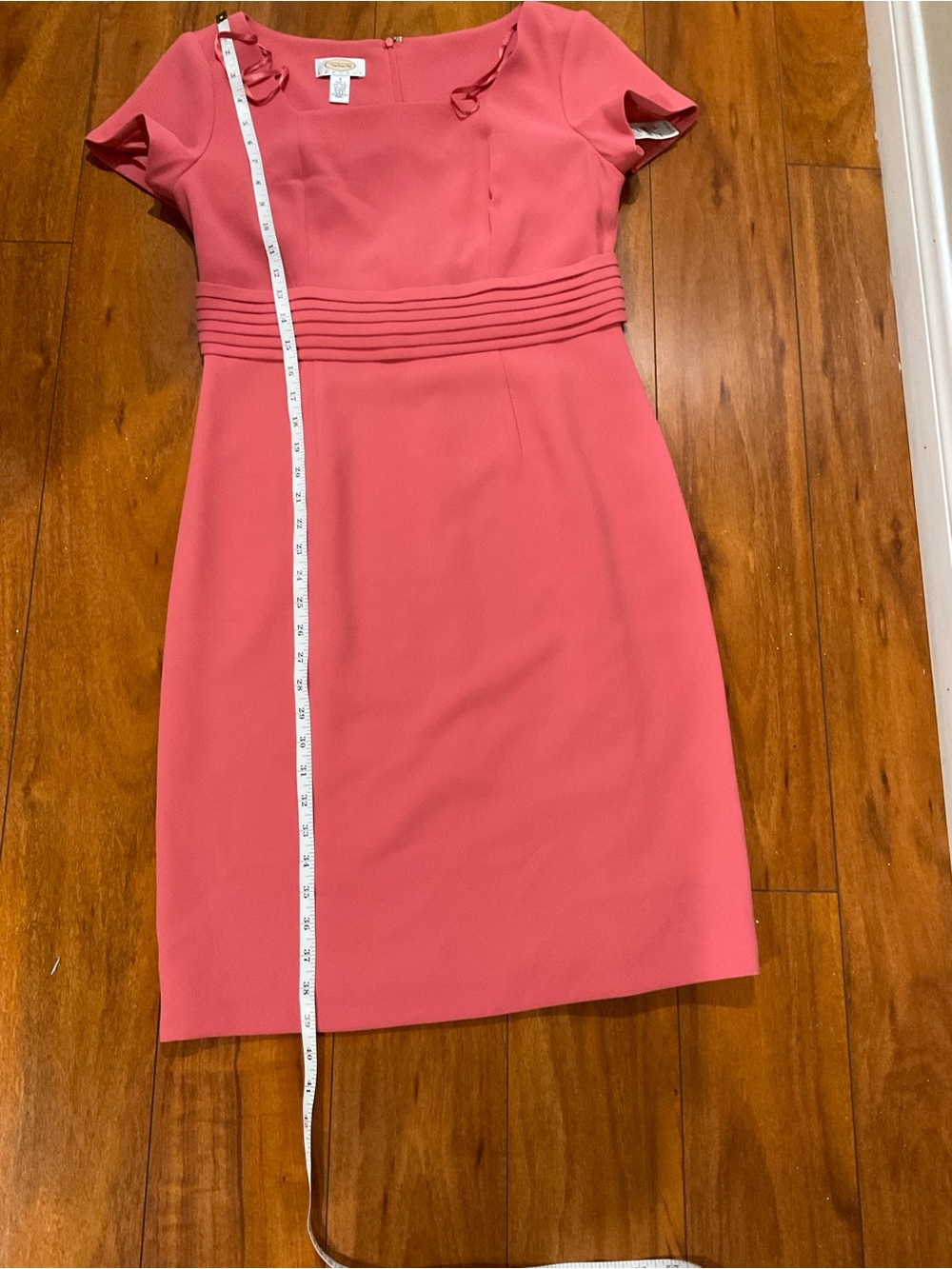 Talbots Coral Pink Sheath Dress with Waistband Detail